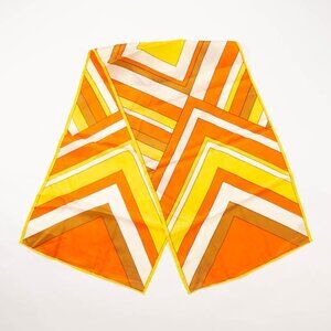 Bright Yellow Orange Long Scarf Vintage Accessories made in Japan